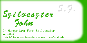 szilveszter fohn business card